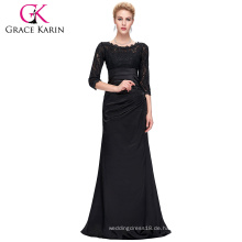 Grace Karin elegante schwarze lange Hülsen-Spitze-Abschlussball-Kleider CL4524-1